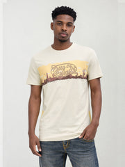 True Religion Men Beige Printed Regular Fit T-Shirt