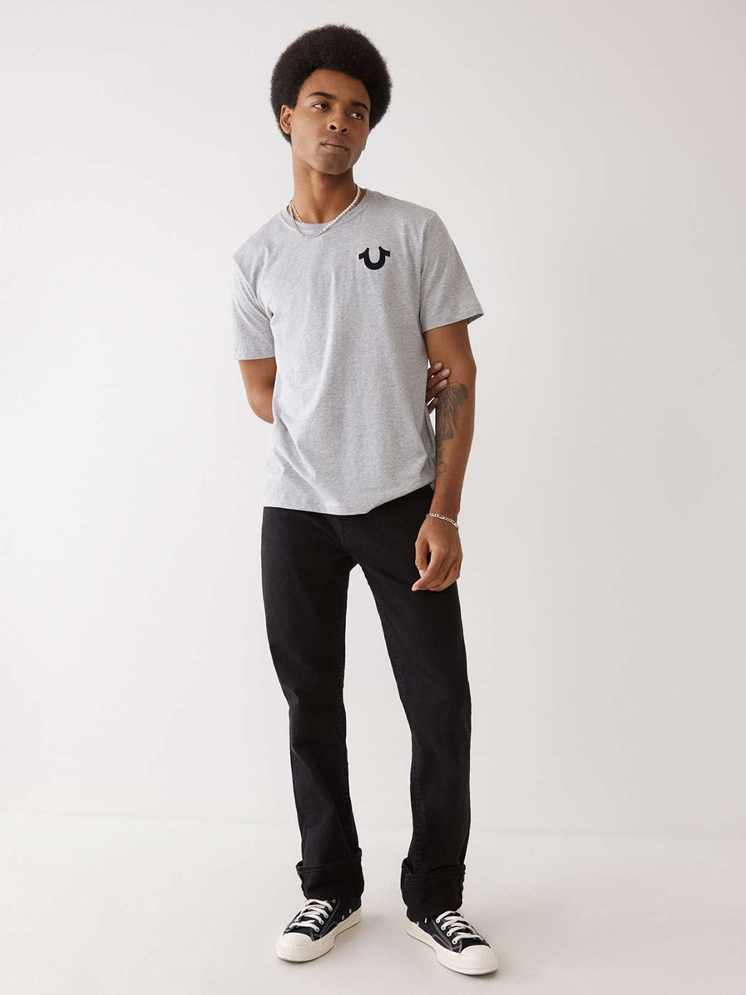 True Religion Men Black Straight Fit Solid Jeans