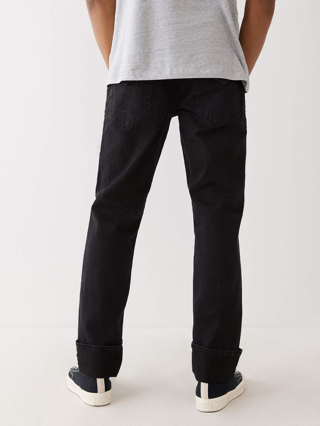True Religion Men Black Straight Fit Solid Jeans