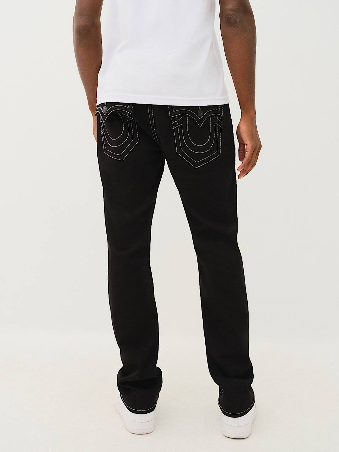 True Religion Men Black Straight Fit Solid Jeans