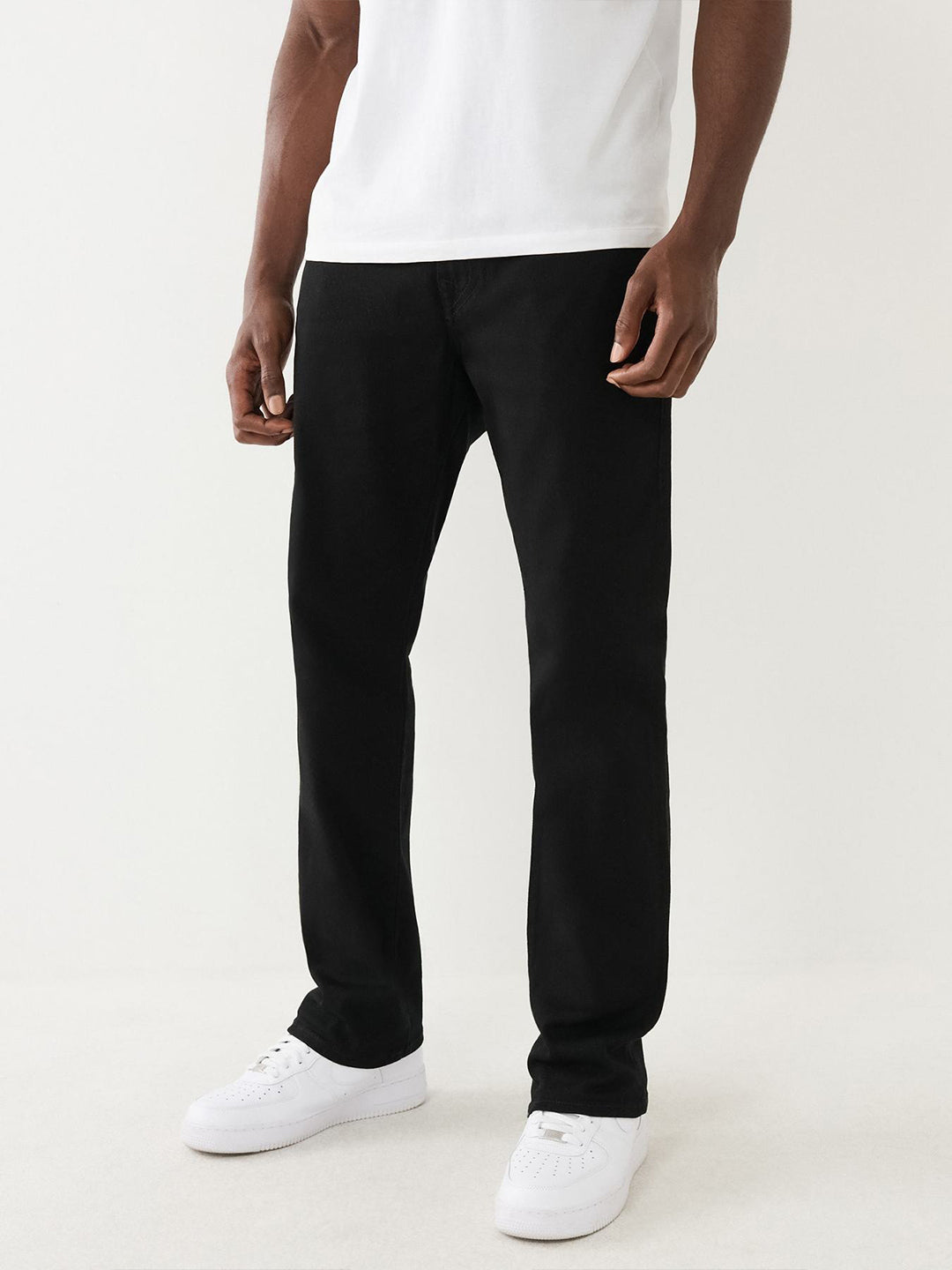 True Religion Men Black Straight Fit Solid Sn Ricky Jeans