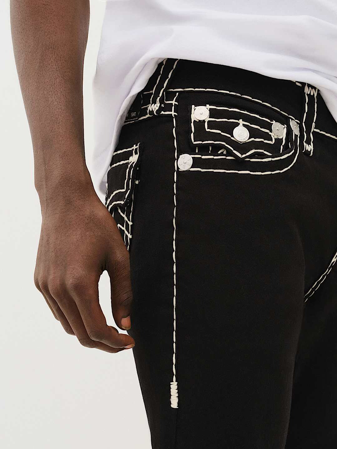 True Religion Men Black Straight Fit Solid Jeans