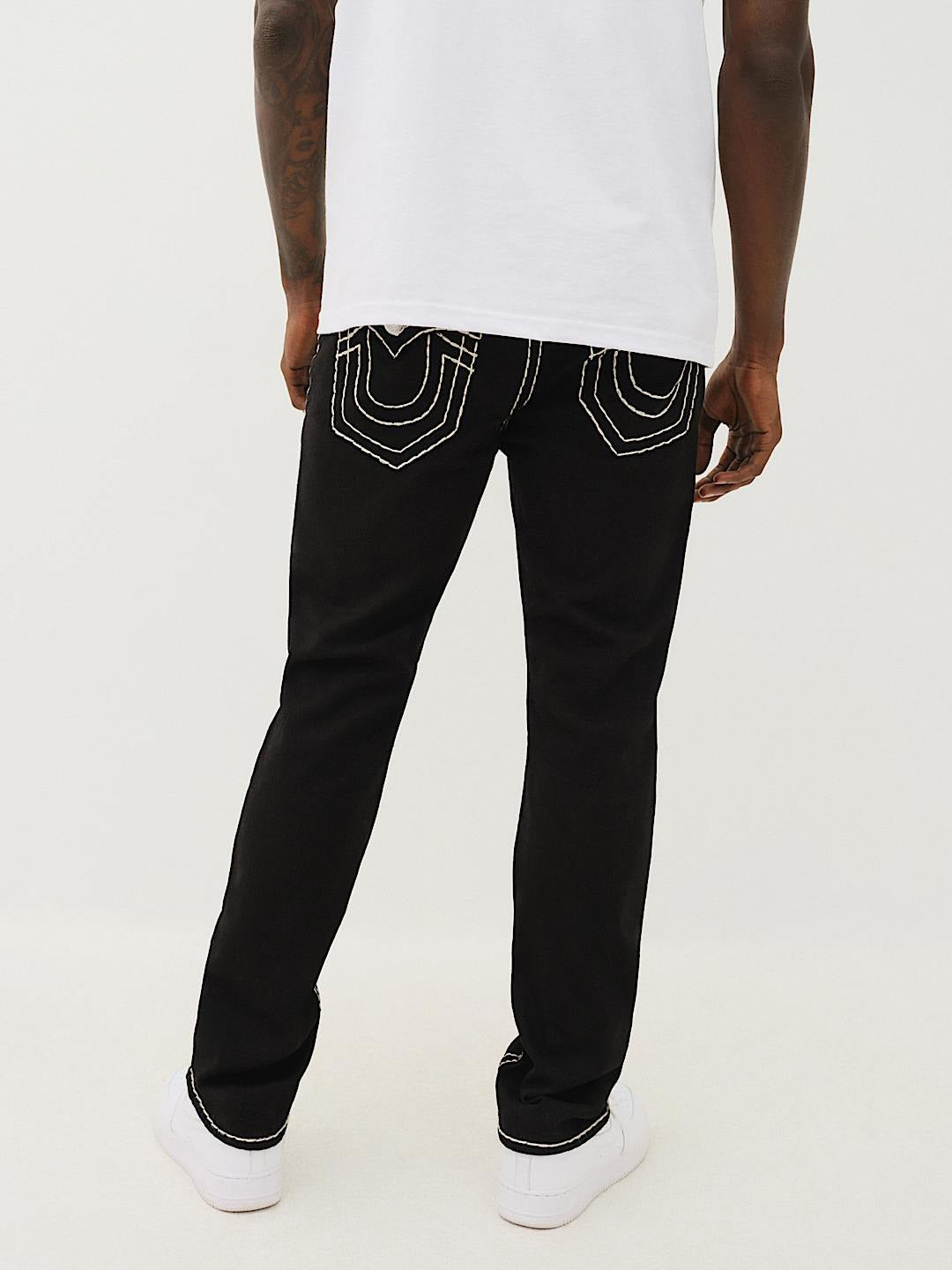 True Religion Men Black Straight Fit Solid Jeans