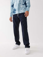 True Religion Men Blue Straight Fit Washed Super T Ricky Jeans