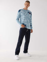 True Religion Men Blue Straight Fit Washed Super T Ricky Jeans