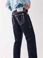 True Religion Men Blue Straight Fit Washed Super T Ricky Jeans