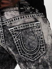 True Religion Mens Super T Rocco Slim Fit Black Mid Rise Jeans