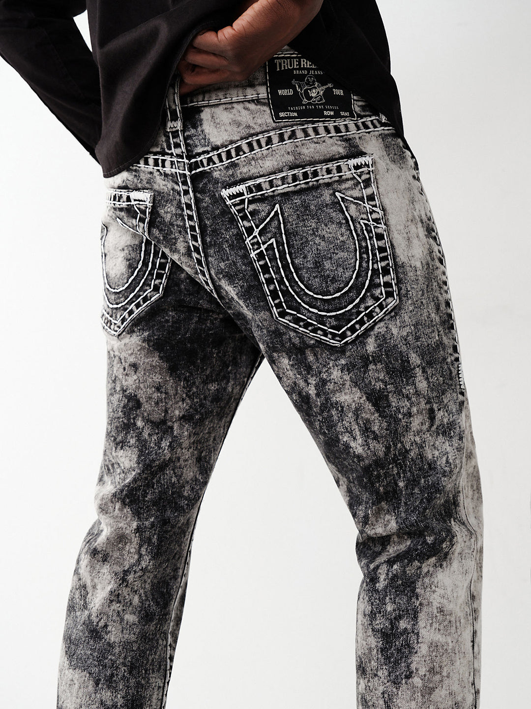 Mens super t rocco slim fit black mid rise jeans