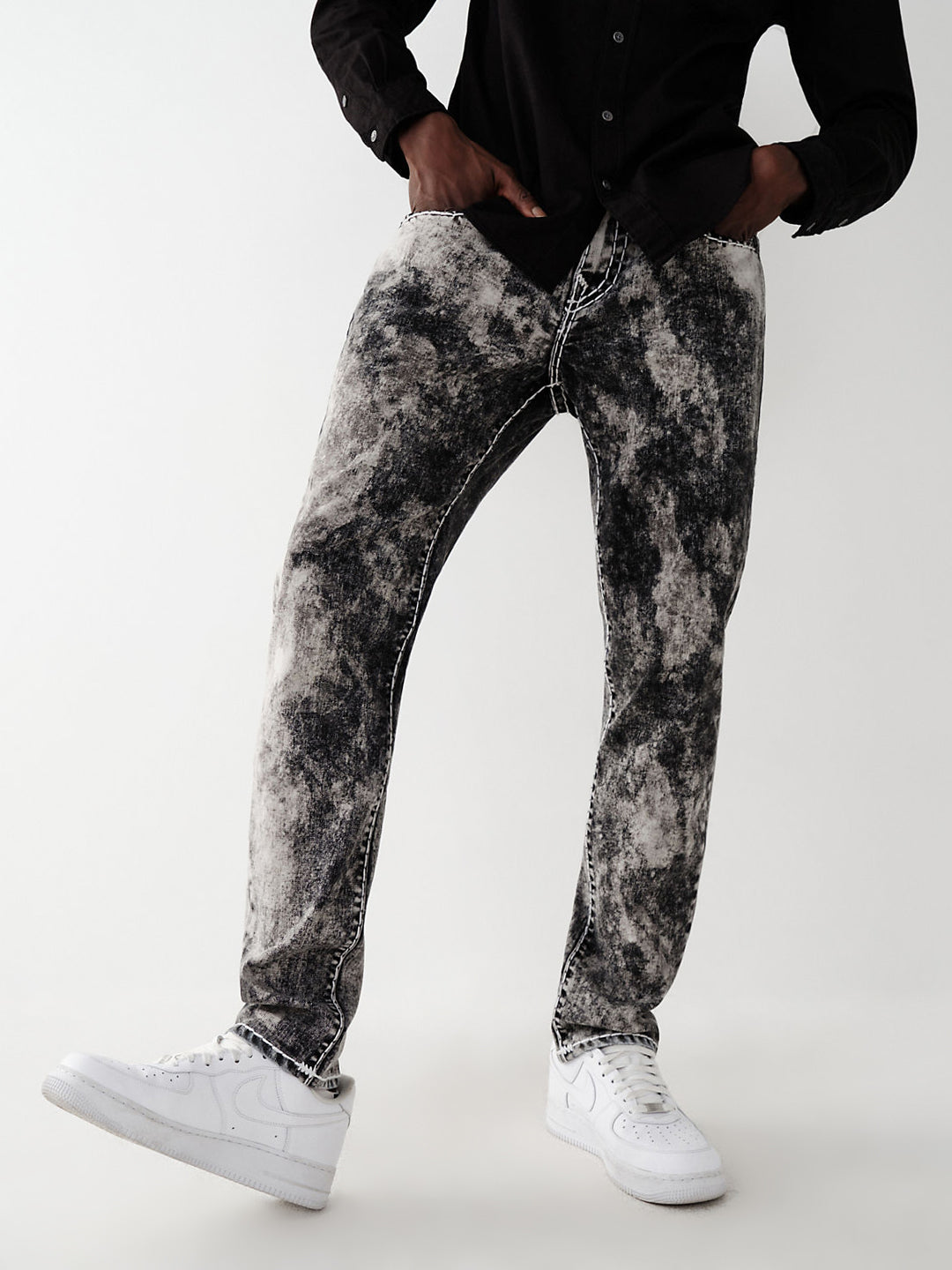 Mens super t rocco slim fit black mid rise jeans