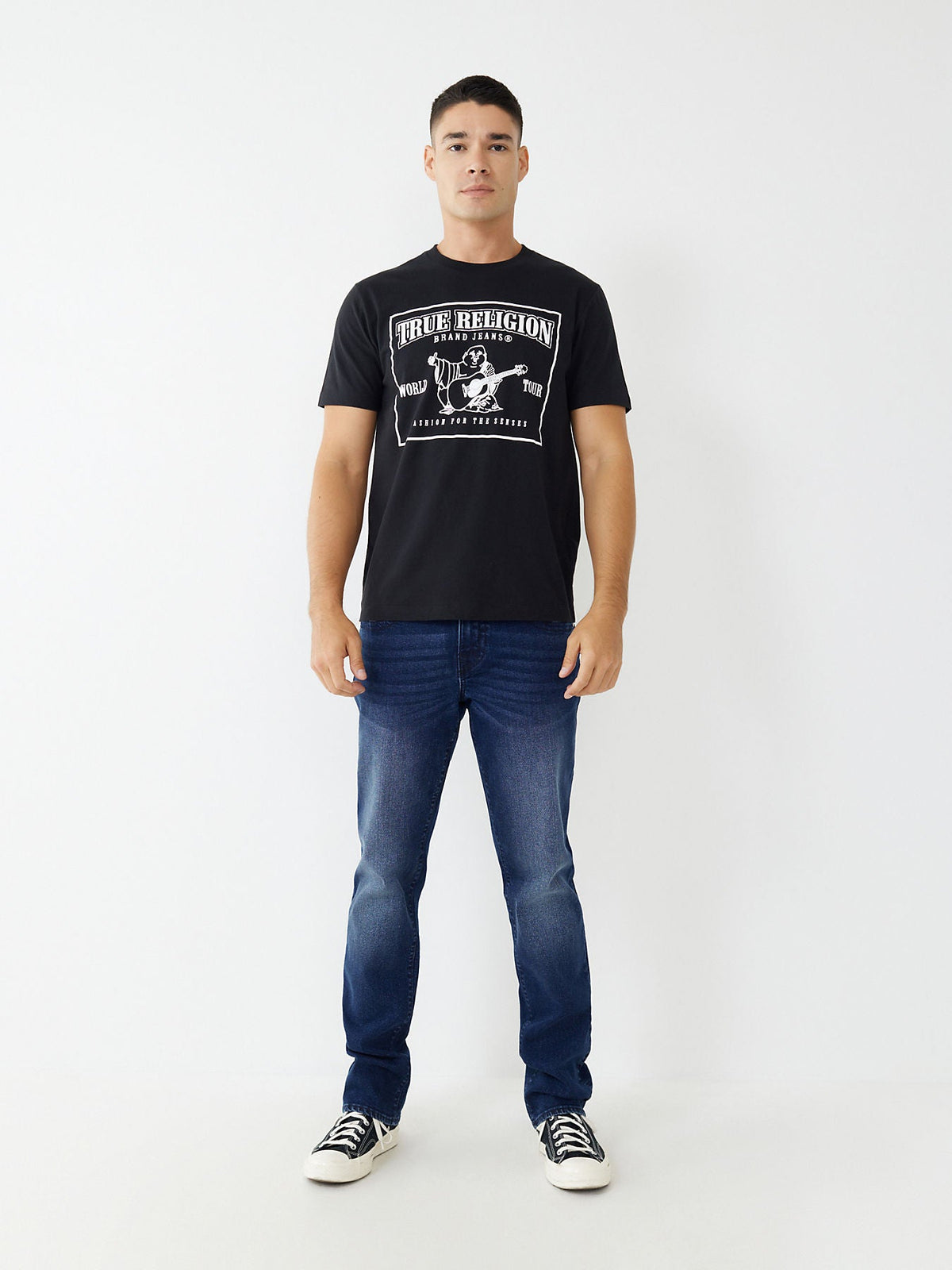 True Religion Men Blue Solid Slim Fit Jeans