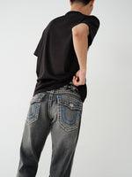 True Religion Super T Straight Grey Mid Rise Jeans