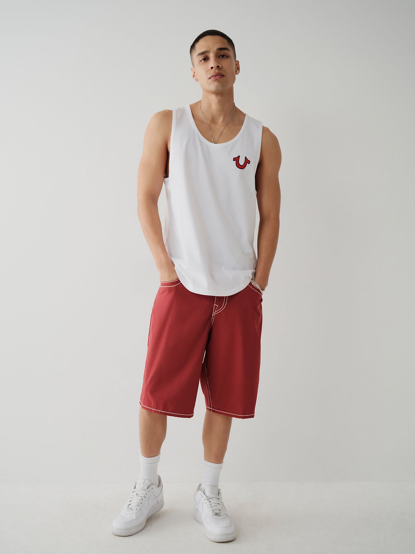 White logo relaxed fit tank tshirt