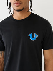 True Religion Men Black Printed Round Neck Short Sleeves Tshirt