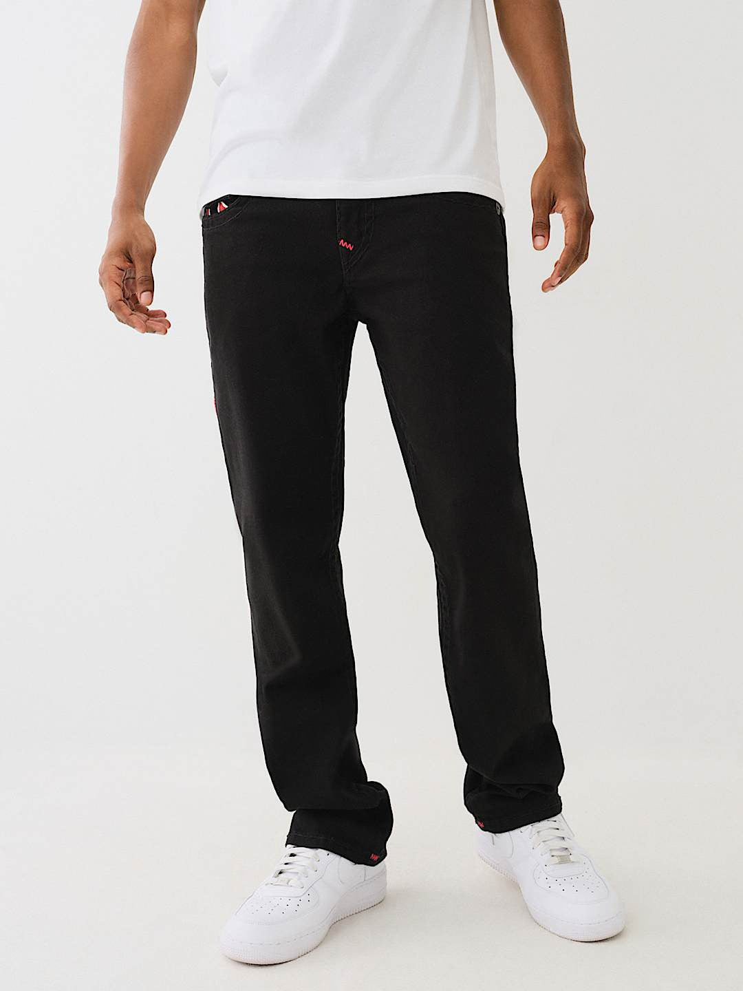 True Religion Men Black Straight Fit Solid Jeans