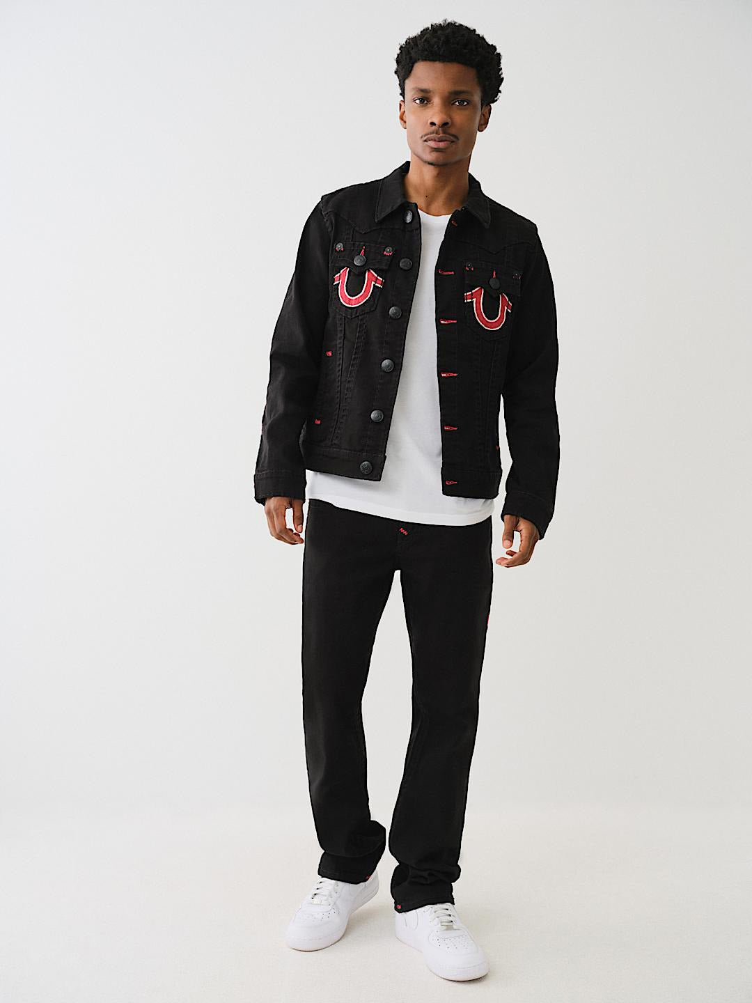 True Religion Men Black Super T Ricky Jeans