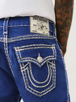 True Religion Men Blue Straight Fit Washed Jeans