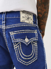 True Religion Men Blue Straight Fit Washed Jeans