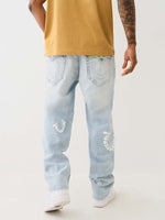True Religion Men Blue Oversize Straight Fit Washed Jeans