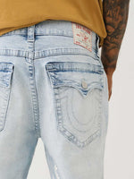 True Religion Men Blue Oversize Straight Fit Washed Jeans