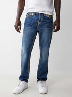 True Religion Men Blue Straight Fit Washed Jeans