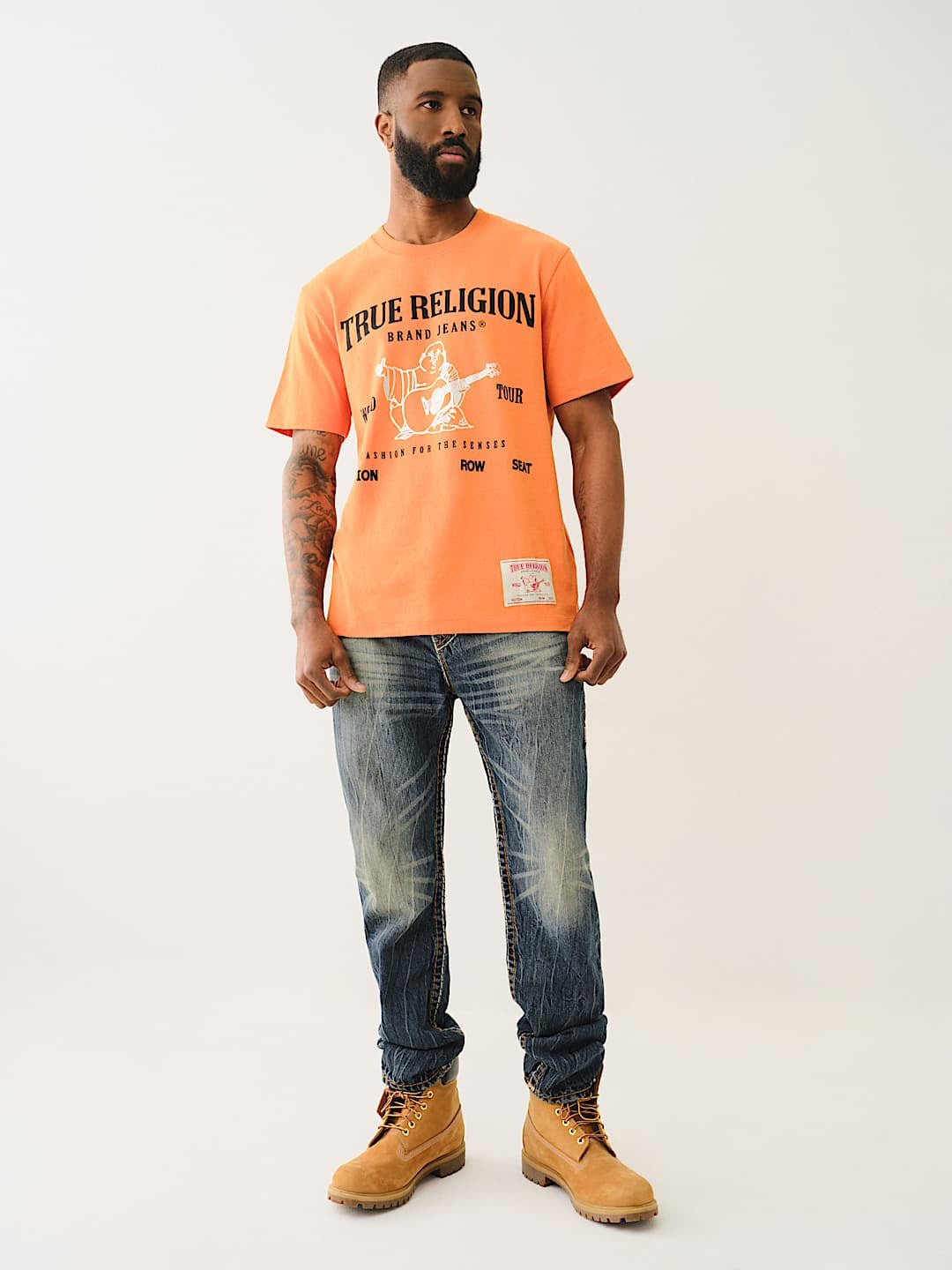 True Religion Men Blue Slim Fit Washed Jeans