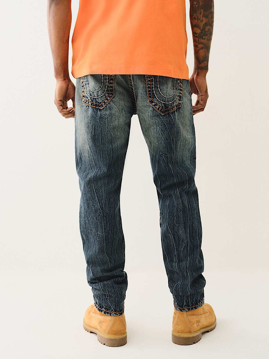 True Religion Men Blue Slim Fit Washed Jeans