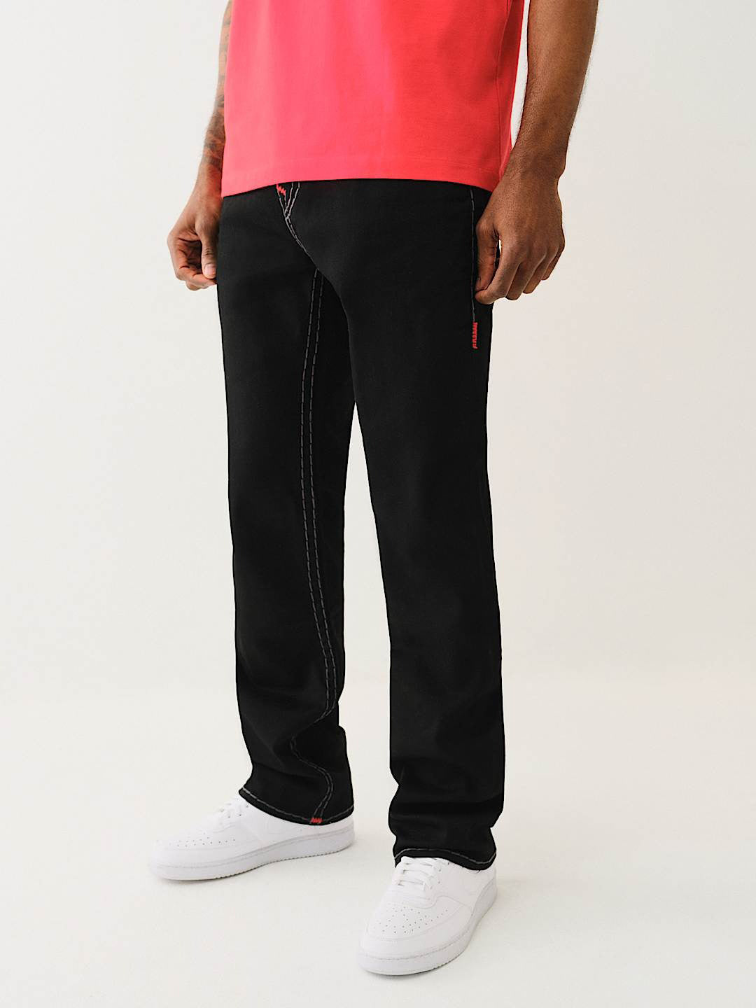 True Religion Men Black Straight Fit Solid Jeans