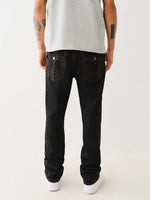 True Religion Men Black Straight Fit Washed Jeans