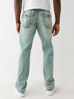 True Religion Men Blue Straight Fit Washed Jeans