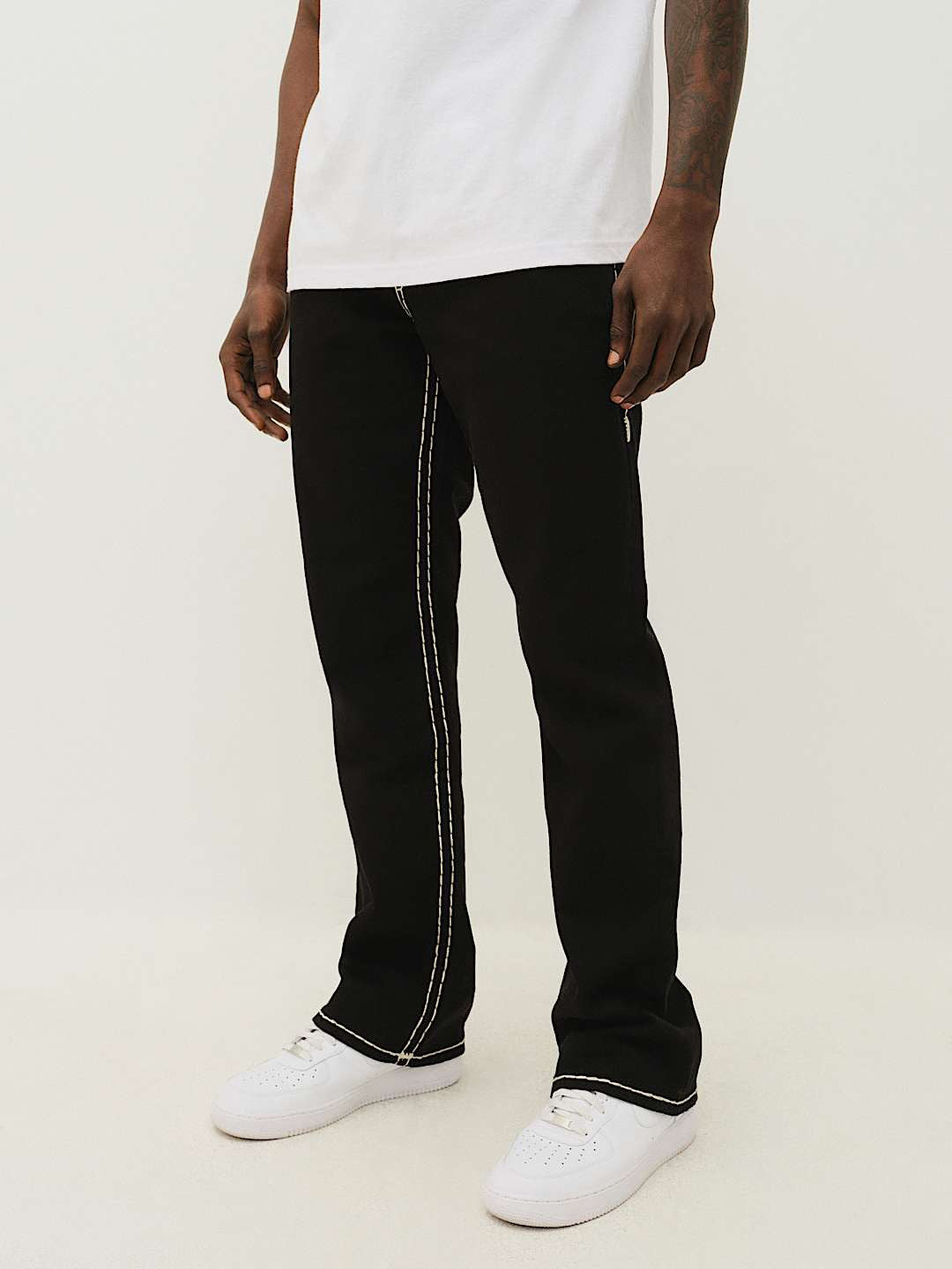 True Religion Men Black Boot Cut Solid Jeans