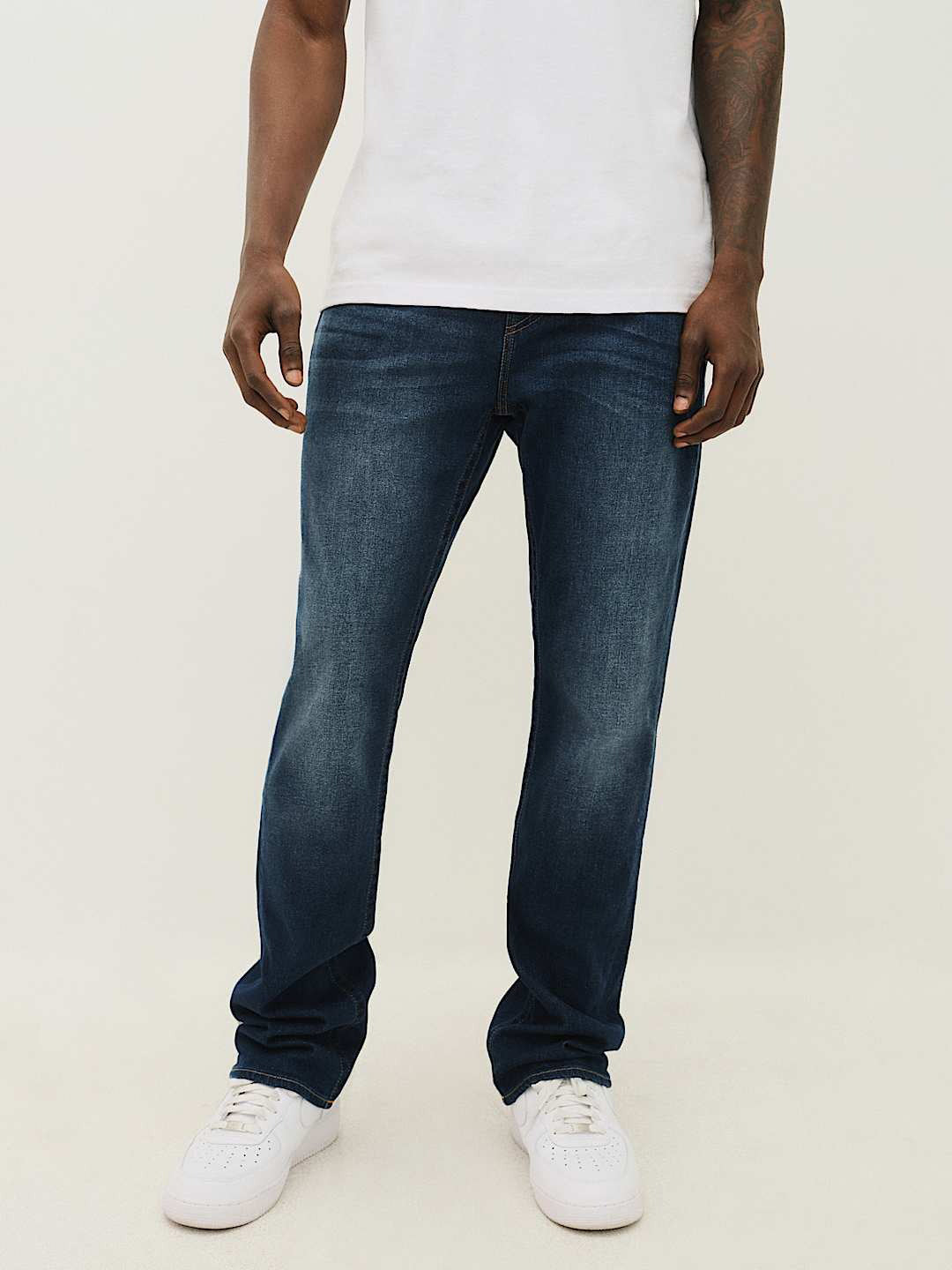 True Religion Men Blue Straight Fit Washed Sn Ricky Jeans