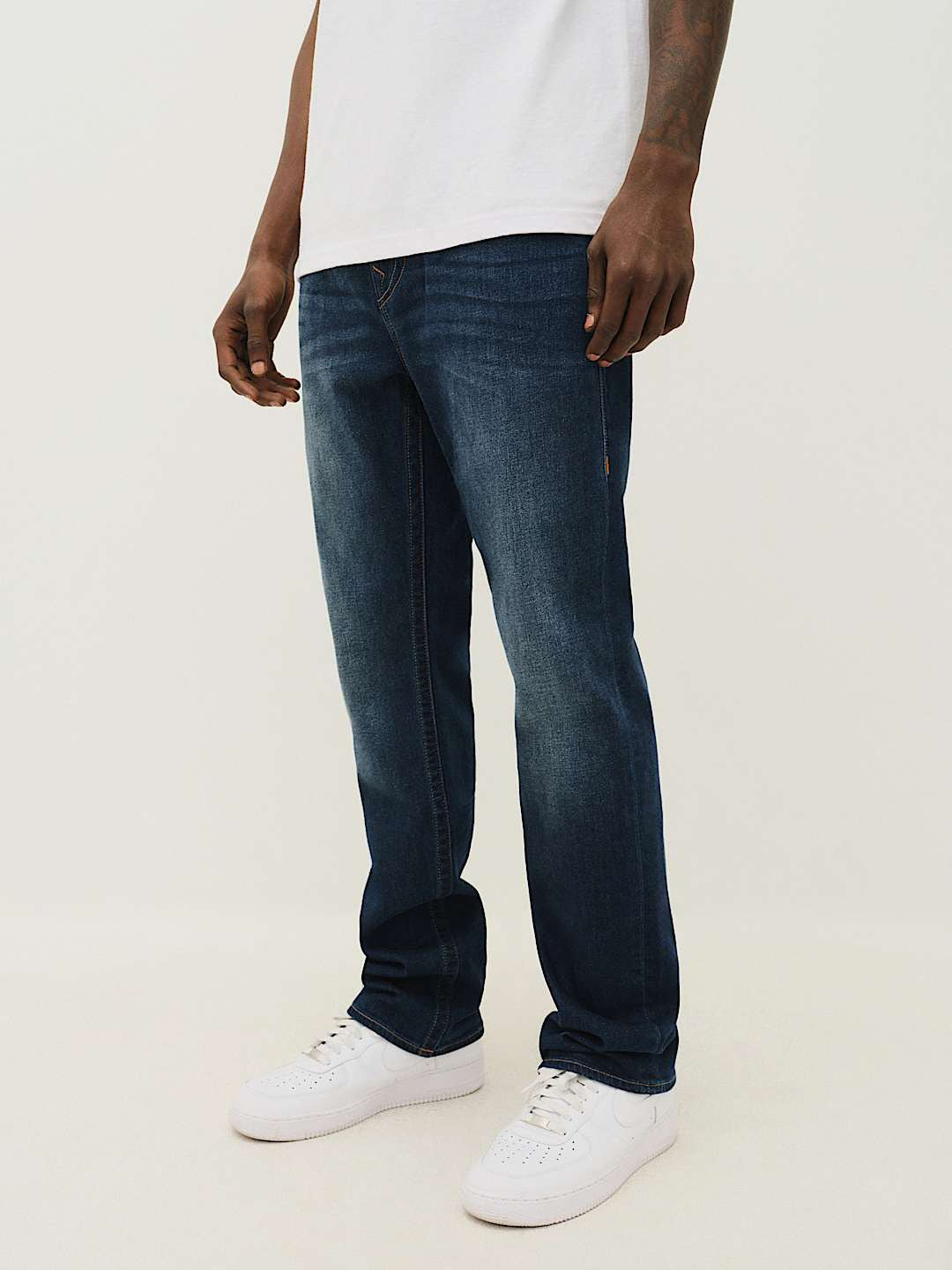 True Religion Men Blue Straight Fit Washed Sn Ricky Jeans