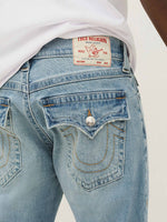 True Religion Men Blue Straight Fit Washed Jeans