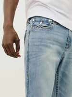 True Religion Men Blue Straight Fit Washed Jeans