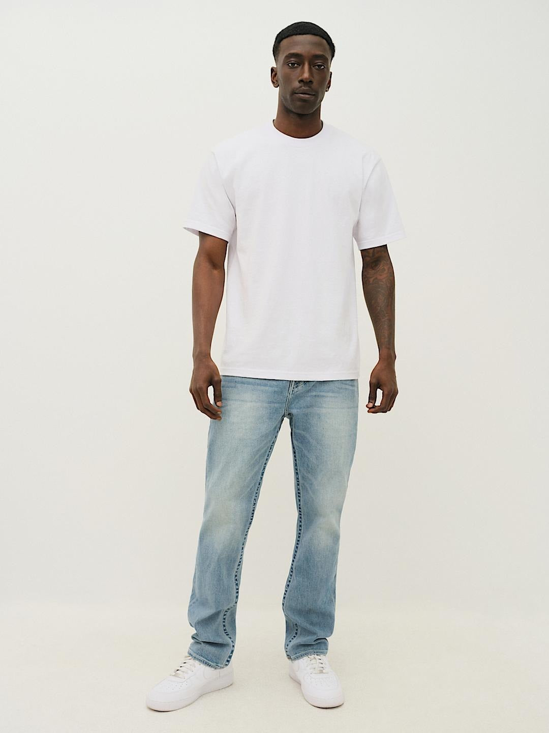 True Religion Men Blue Skinny Fit Washed Jeans