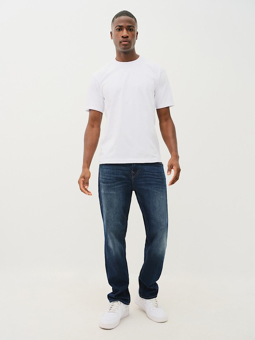 True Religion Men Blue Skinny Fit Washed Jeans