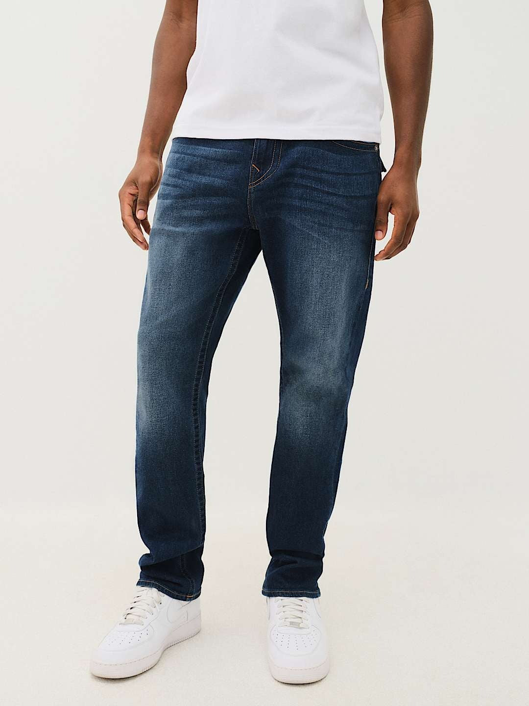 True Religion Men Blue Skinny Fit Washed Jeans