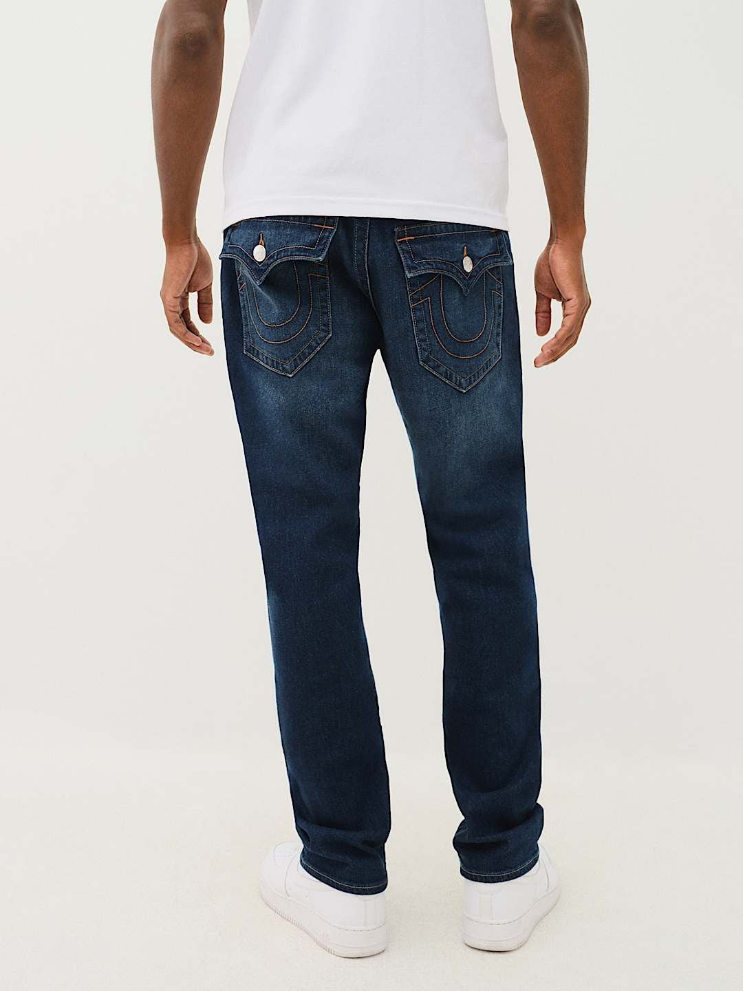 True Religion Men Blue Skinny Fit Washed Jeans