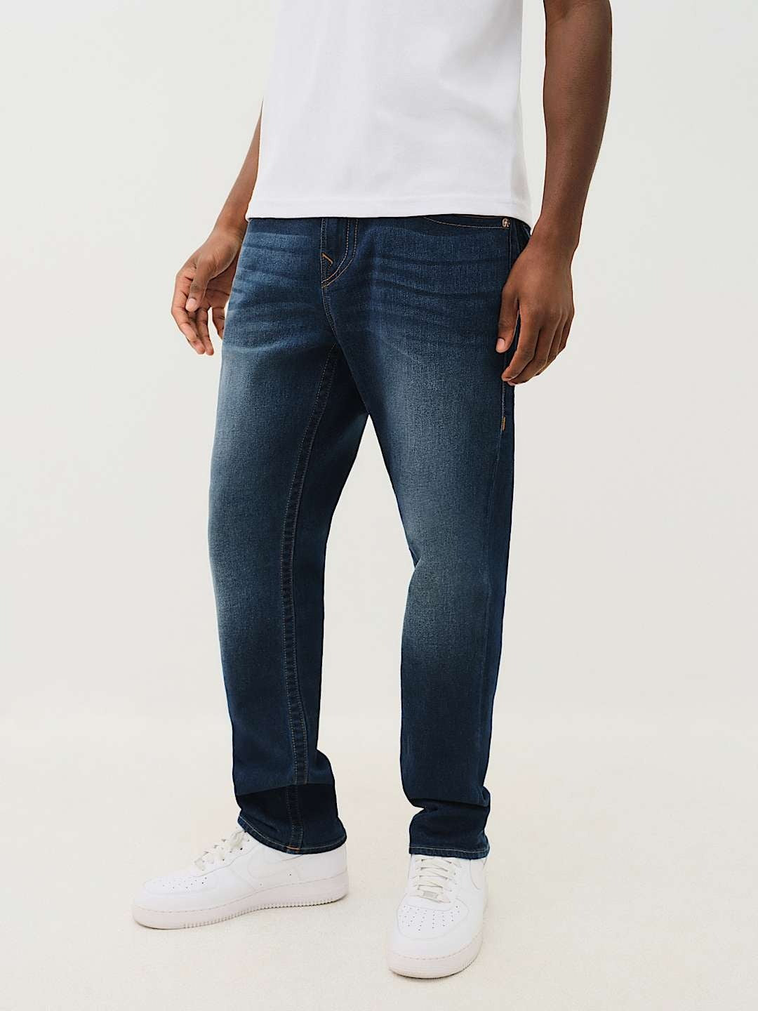 True Religion Men Blue Skinny Fit Washed Jeans