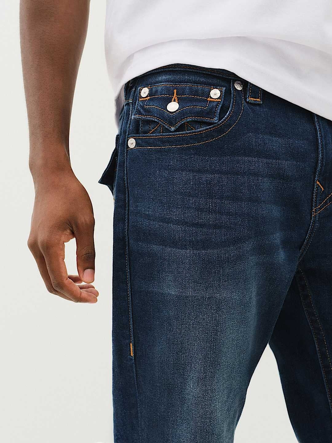 True Religion Men Blue Skinny Fit Washed Jeans
