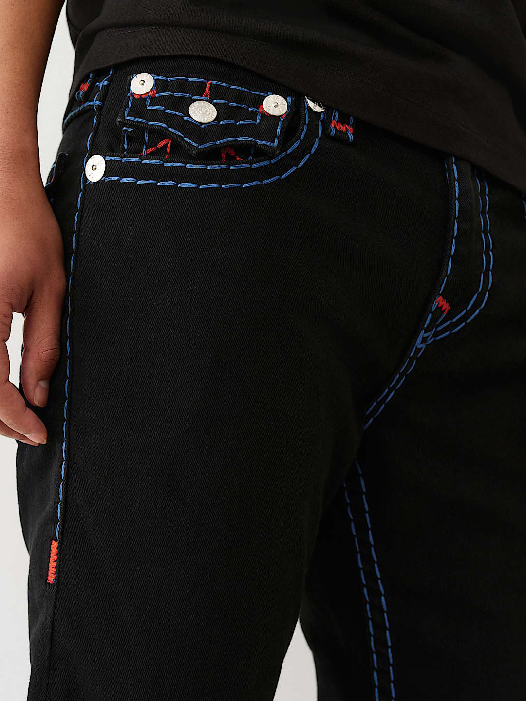 True Religion Men Black Straight Fit Solid Super T Ricky Jeans