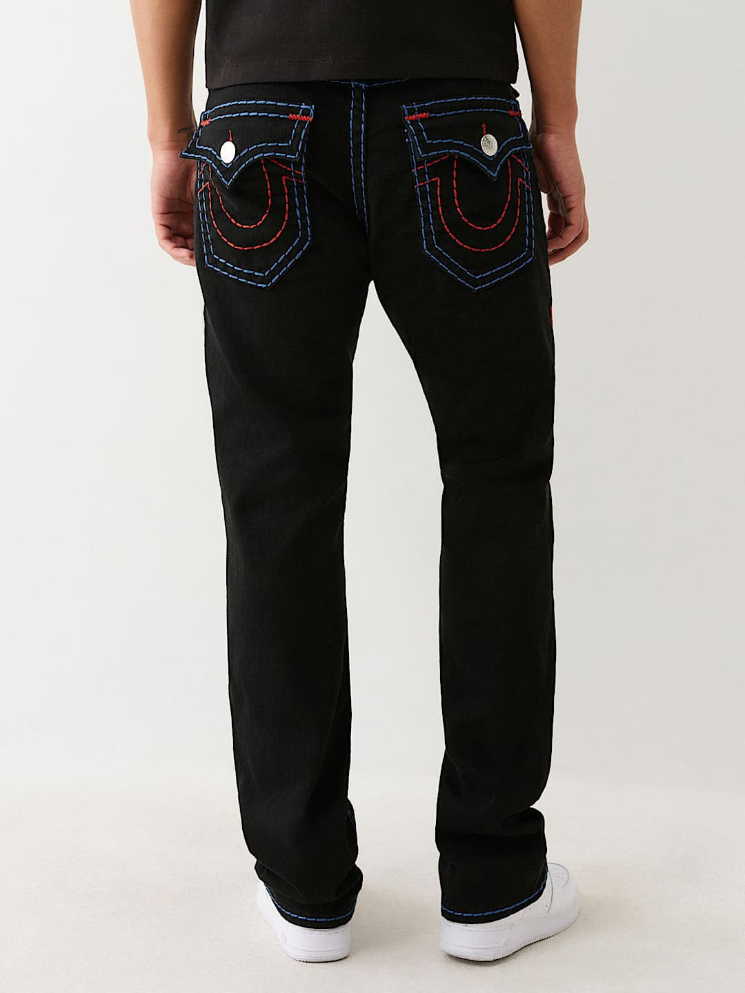 True Religion Men Black Straight Fit Solid Super T Ricky Jeans