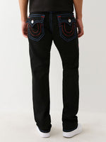True Religion Men Black Straight Fit Solid Super T Ricky Jeans