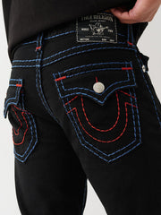 True Religion Men Black Straight Fit Solid Super T Ricky Jeans