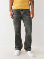 True Religion Men Grey Straight Fit Washed Super T Ricky Jeans