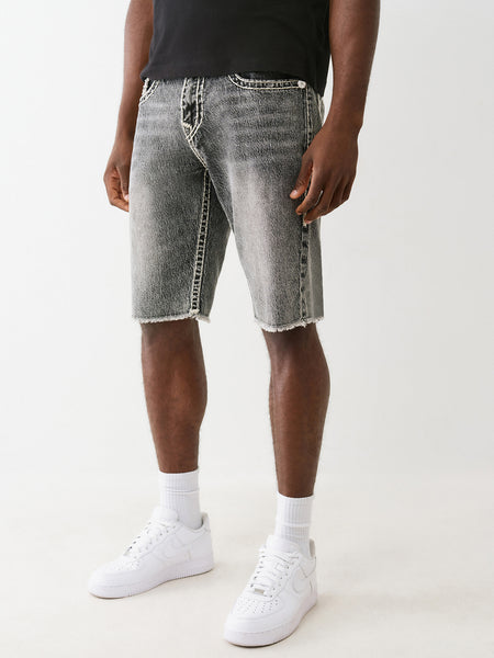 True Religion Men Black Straight Fit Washed Shorts