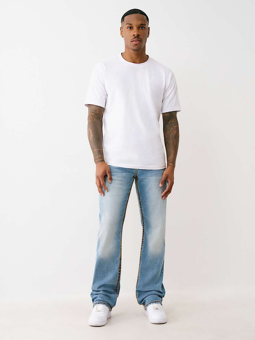 True Religion Men Blue Straight Fit Washed Rope Stitch Ricky Jeans