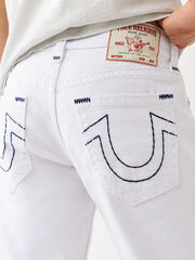 True Religion Men White Straight Fit Solid Super T Ricky Jeans