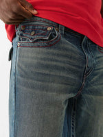 True Religion Men Blue Straight Fit Washed Sn Ricky Jeans