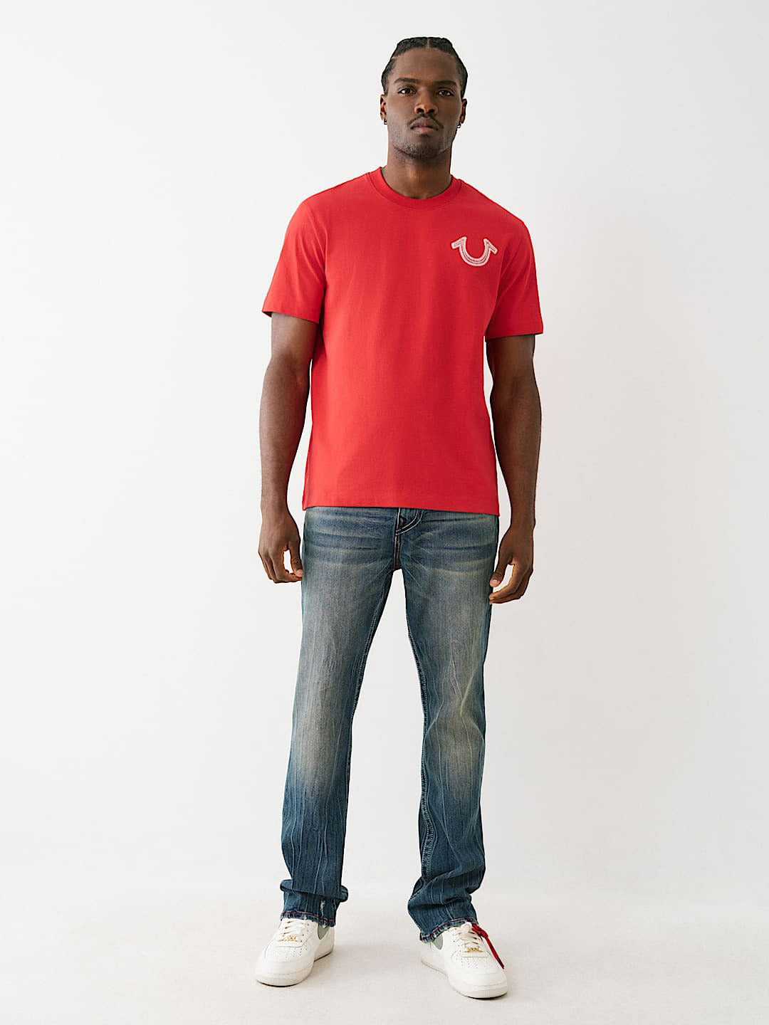 True Religion Men Blue Straight Fit Washed Sn Ricky Jeans